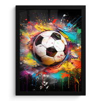 GERAHMTES BILD Fußball - Farbe - Farben - Schwarz - Weiß 30x40 cm - Weiß, Papier (30/40cm) - MuchoWow