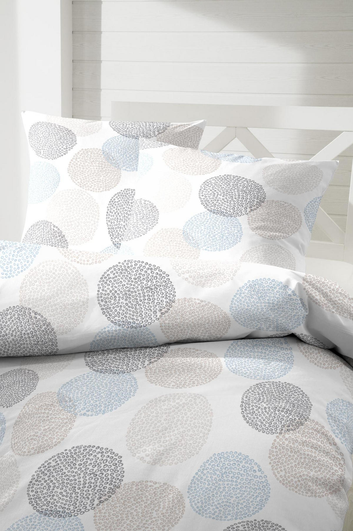 SEERSUCKER-BETTWÄSCHE 135x200 aus 100% Baumwolle, Sommer Bettbezug Bügelfrei 135 x 200 Punkte Blau Grau - Blau, Textil (135/200cm) - Carpe Sonno