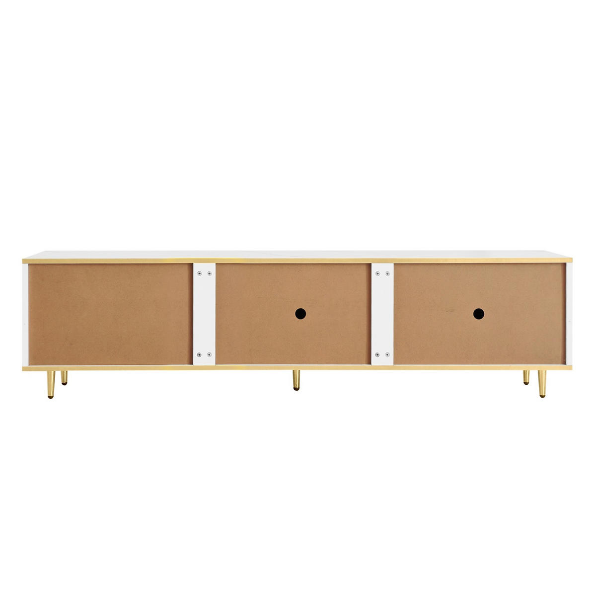 LOWBOARD 170/37/45 cm aus Holzwerkstoff mit geschnitzter Front Weiß/Gold - Weiß, Holzwerkstoff (175/45/40cm) - Modenvie