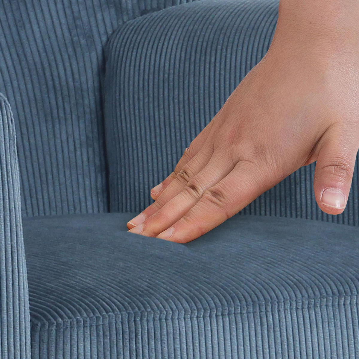 SESSEL Cord Blau - Blau/Braun, Holz/Textil (72/80/74cm) - CLP