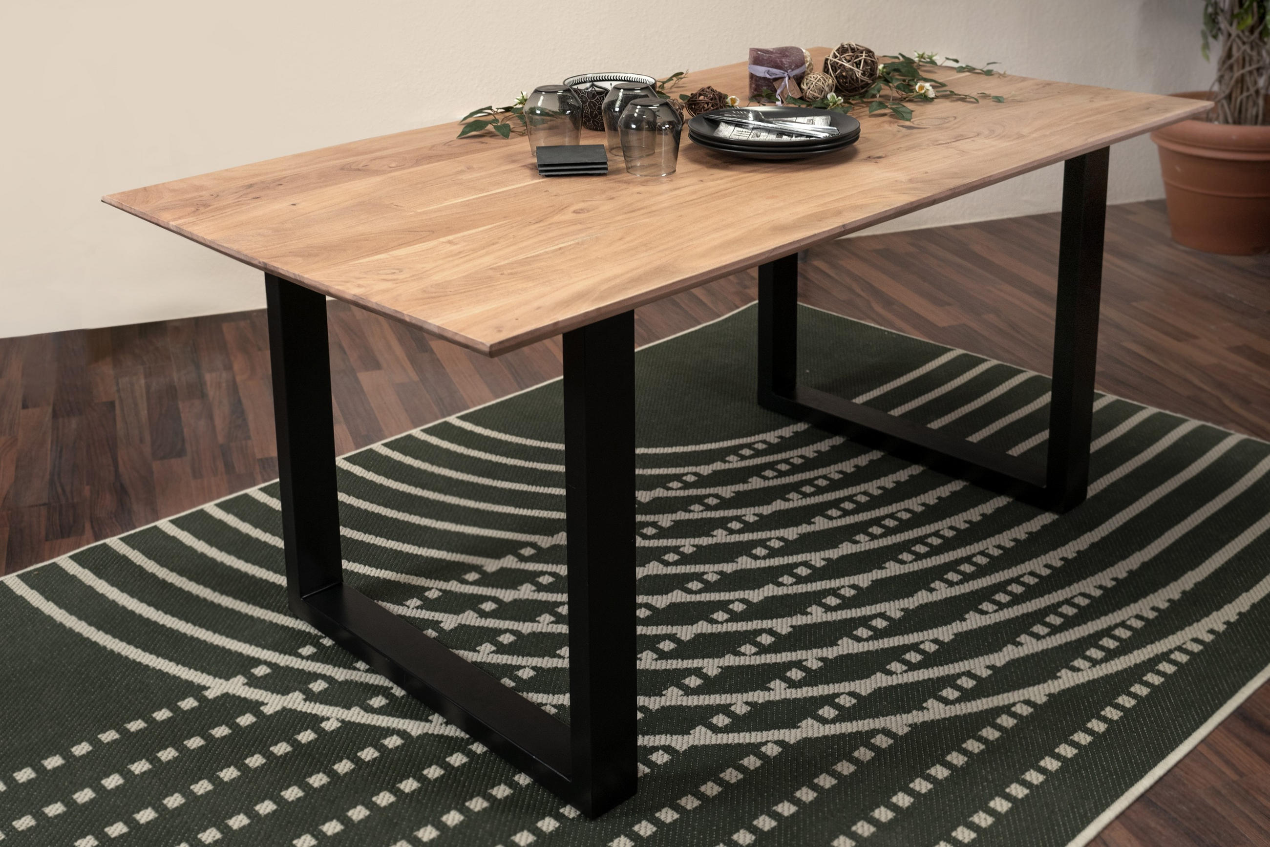 ESSTISCH ATLANTA - Beige/Schwarz, Holz/Metall (80/120/77cm) - SAM