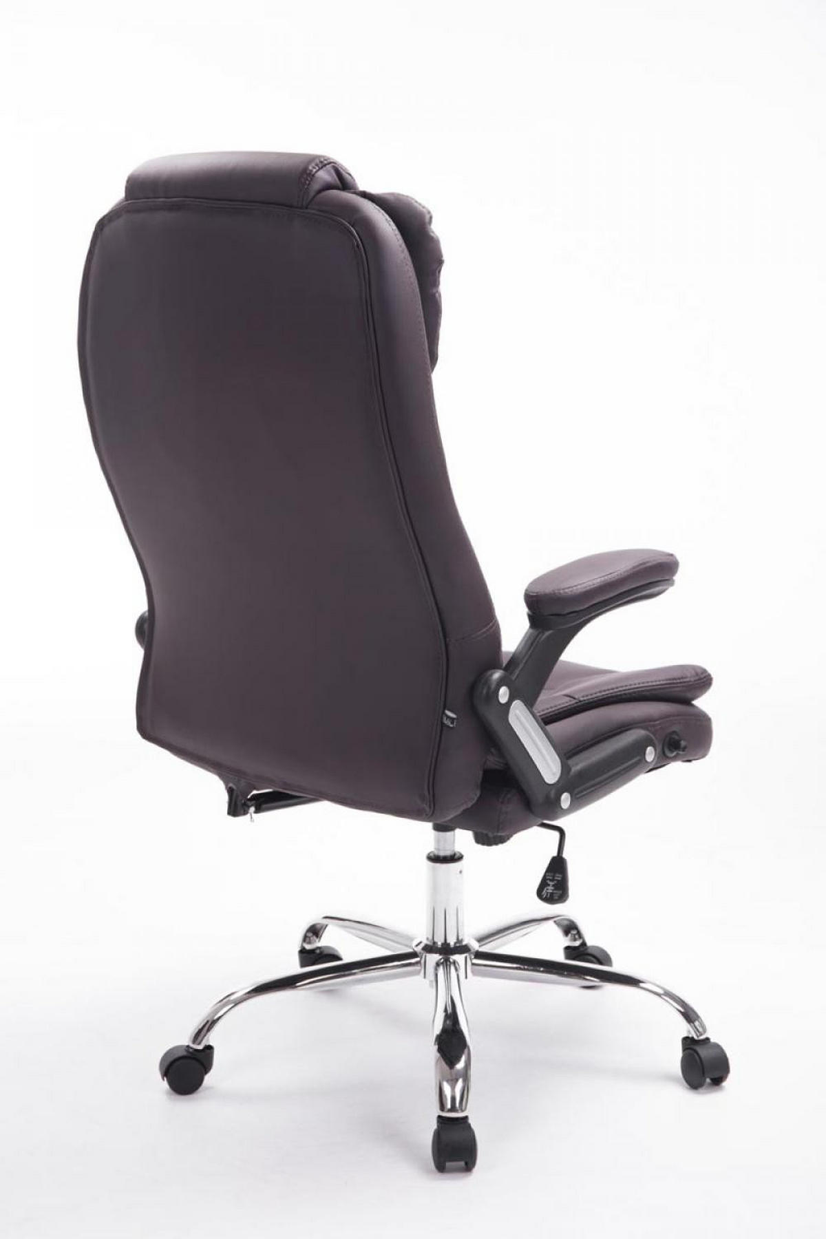 CHEFSESSEL Lederlook braun - Chromfarben/Braun, Textil/Metall (69.5/113/78cm) - CLP