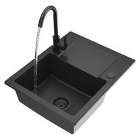 GRANITSPÜLE Fabro mit Batterie - Schwarz, Kunststoff/Stein (47/18/58cm) - Granitan