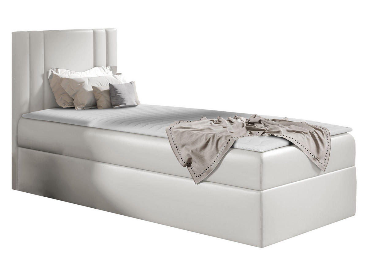BOXBETT Carmen Mini, Seite zum Öffnen des Bettkastens: Links - Creme, Holz (90/200cm) - MIRJAN24