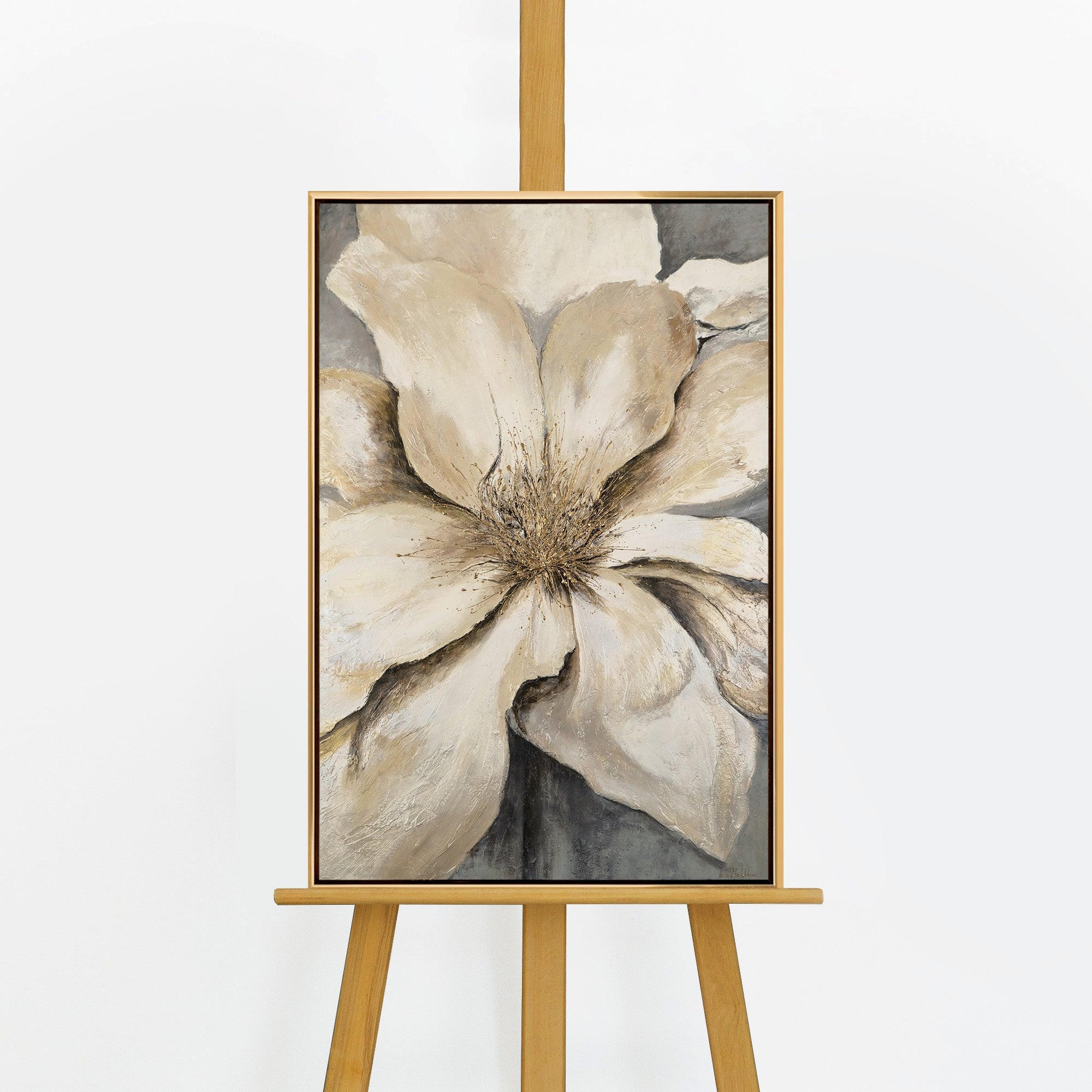 GEMÄLDE Goldene Blüte Schattenfugenrahmen Gold 60x40 cm - Goldfarben, Holz (60/40cm) - YS-art gallery