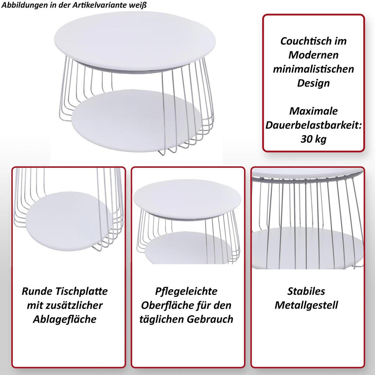 MIZA za kavč okrogla Rjava, srebrna - srebrne barve/rjava, les (70/70/44cm) - MCW