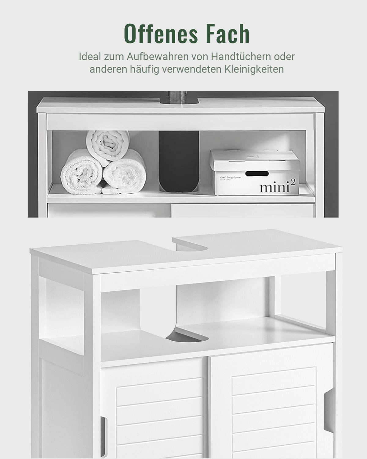 WASCHBECKENUNTERSCHRANK Weiß - Weiß, Holzwerkstoff (60/60/31cm) - SoBuy