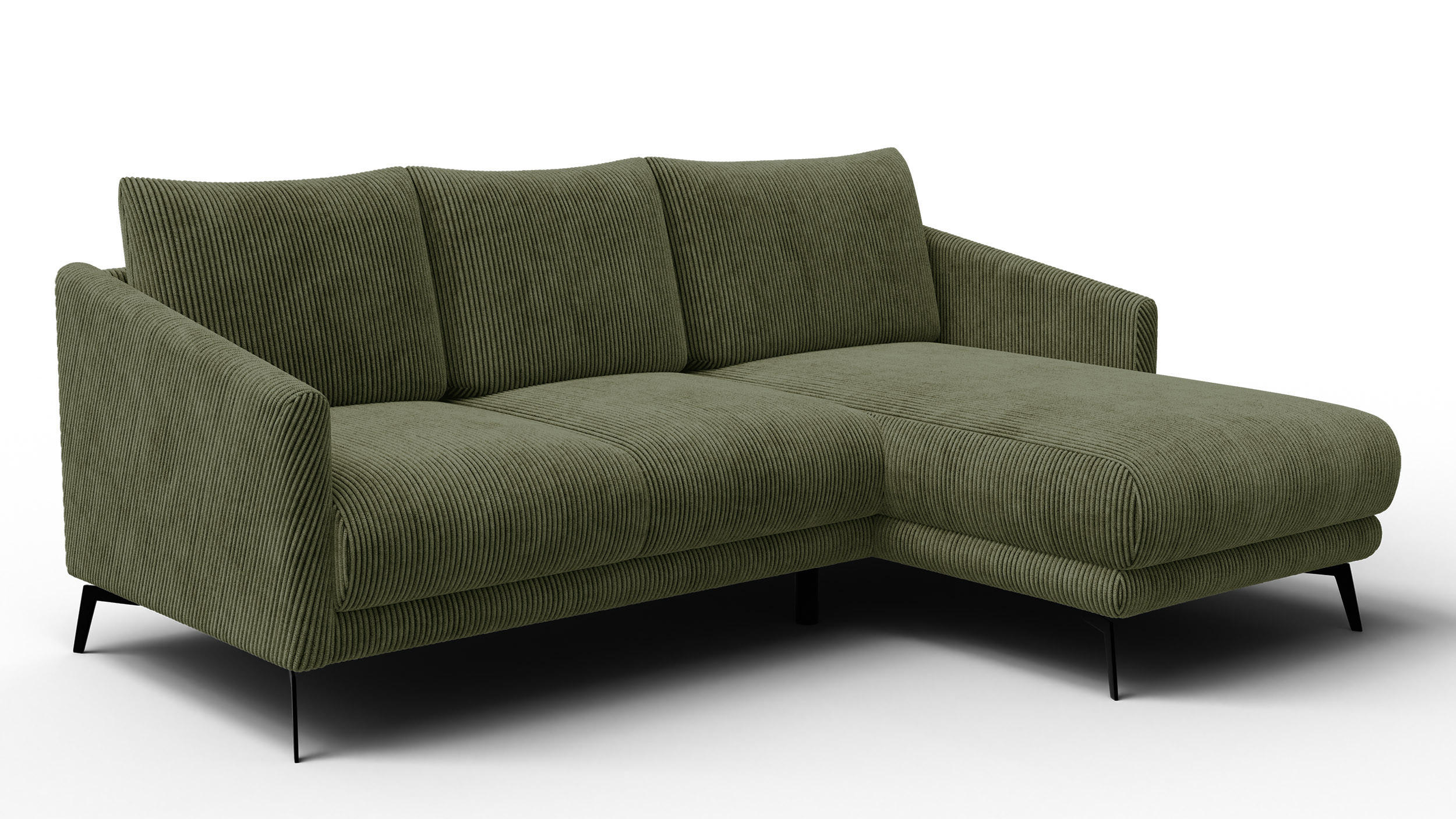 ECKSOFA VILT 3-Sitzer, olive - Schwarz/Olivgrün, Holzwerkstoff/Textil (221/156cm) - Courtois Laville