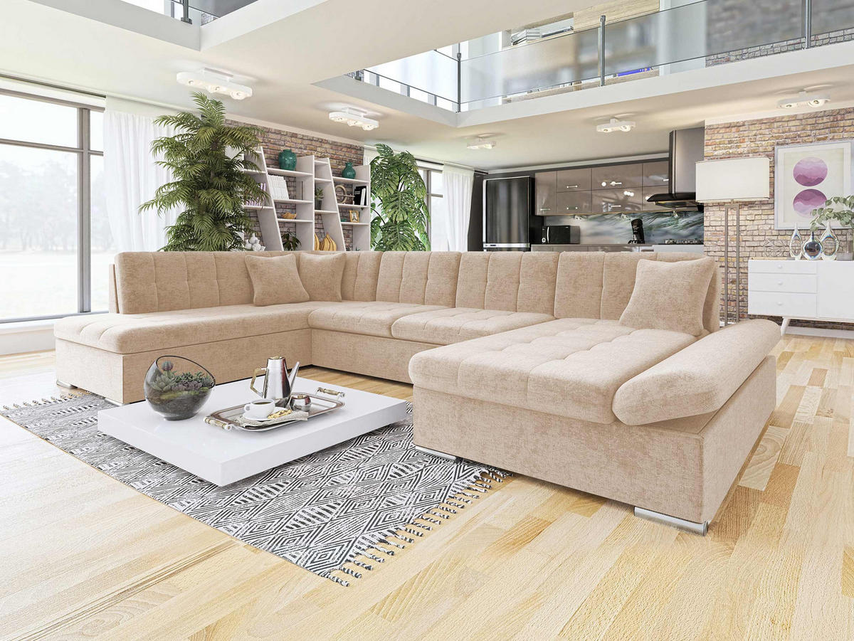 ECKSOFA Bergen, Seite: Rechts - Silberfarben/Sahara, Holz/Textil (345/76/205cm) - MIRJAN24