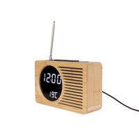 WECKER Retro Radio 7/16/10 cm - Naturfarben, Naturmaterialien (16/10/7cm) - Karlsson