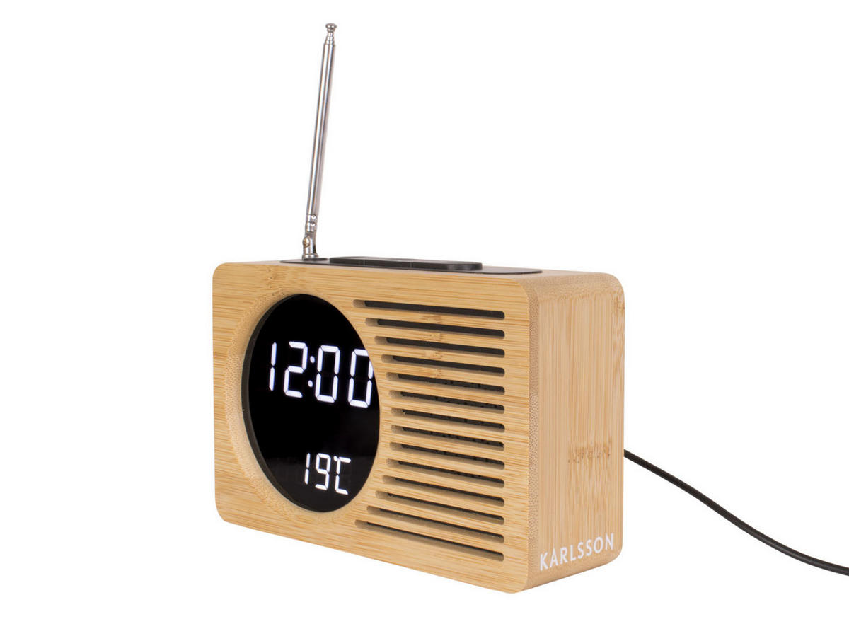 WECKER Retro Radio 7/16/10 cm - Naturfarben, Naturmaterialien (16/10/7cm) - Karlsson