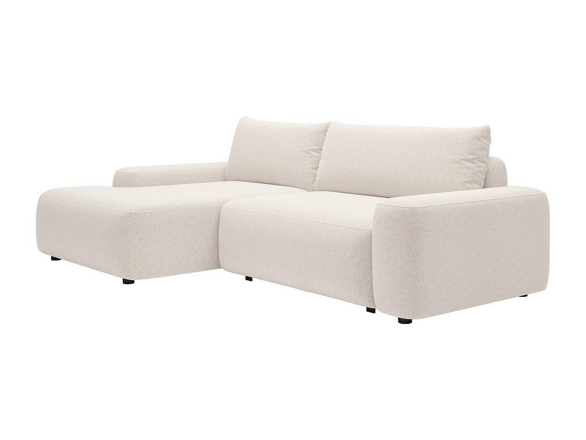 ECKSOFA mit Schlaffunktion - Ecke links - melierter Stoff- Cremefarben - DAVISO - Creme, Textil (264/162cm) - Vente-Unique