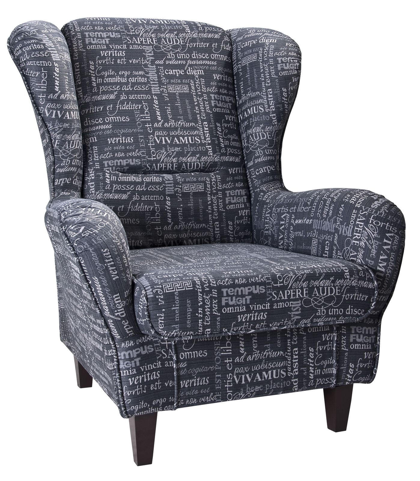 OHRENSESSEL Sofia Relaxsessel mit Hocker | Carpe Diem Anthrazit Design - Greige, Textil (92/68/95cm) - Supellex