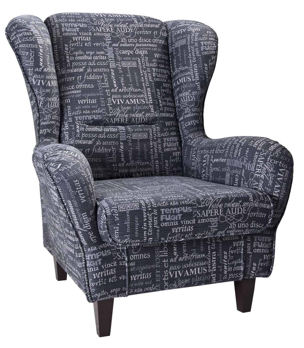 OHRENSESSEL Sofia Relaxsessel mit Hocker | Carpe Diem Anthrazit Design - Greige, Textil (92/68/95cm) - Supellex