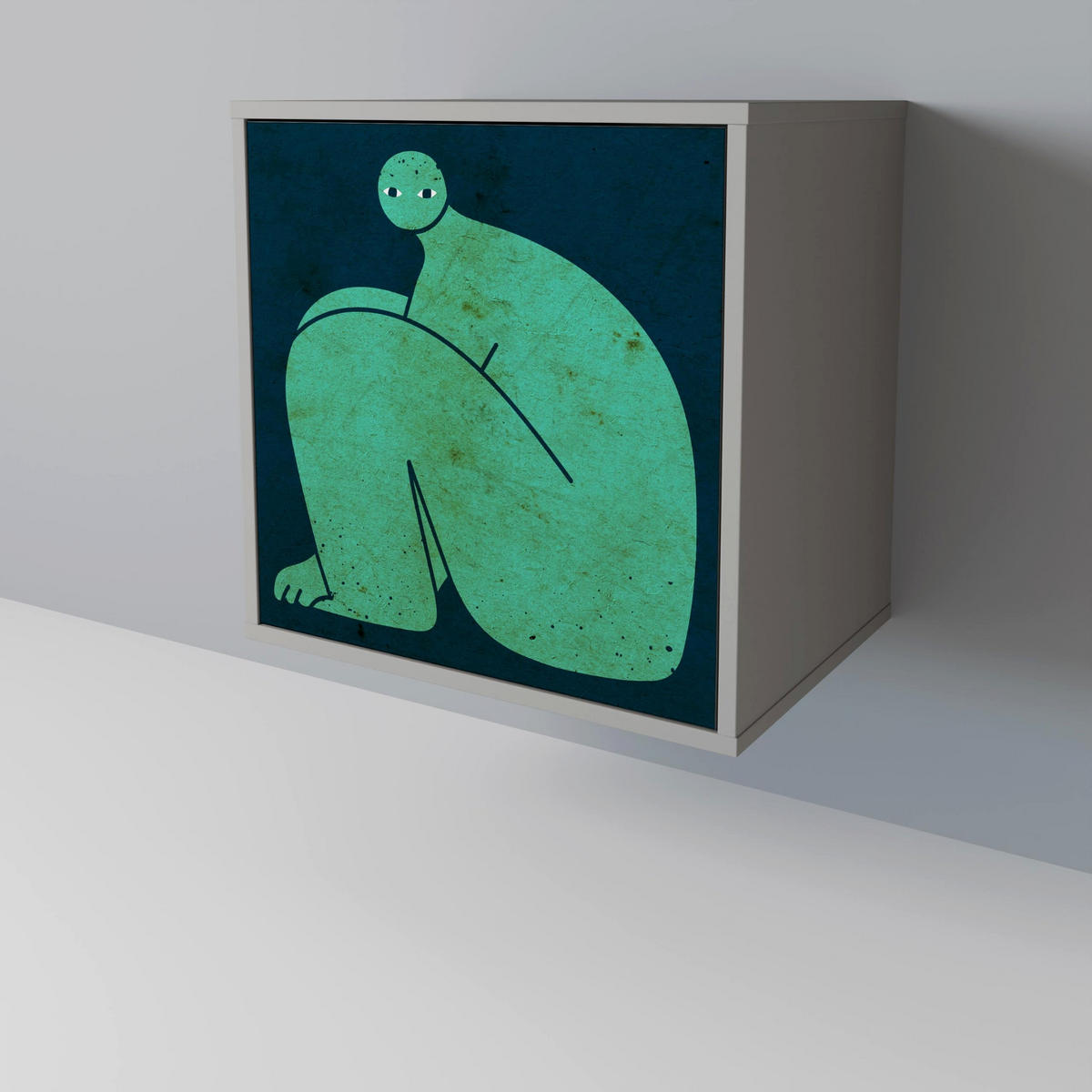 SIDEBOARD TOGETHER BUT SEPARATELY, Grau, 57,5x42x70,5 cm, Schwarze Metall-Sternfüße - Multicolor/Schwarz, Holzwerkstoff/Metall (57.5/70.5/42cm) - SpaceRebels