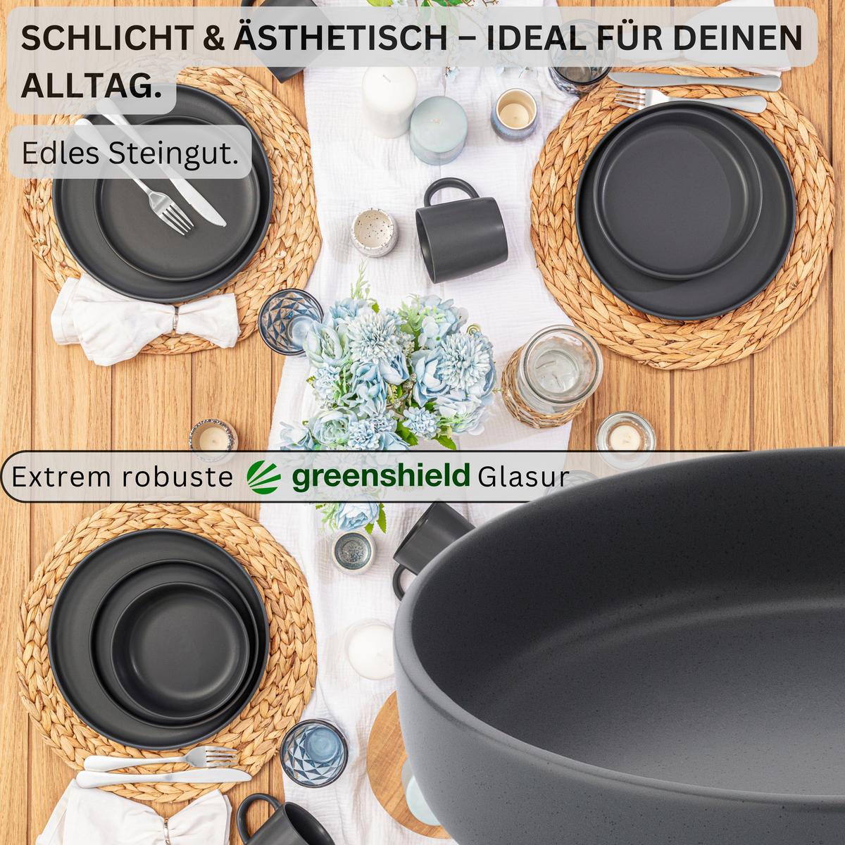 PASTASCHALEN LEEDS NIGHTSKY - 6 teilig aus Steingut - Dunkelgrau, Stein (20.5cm) - Sänger