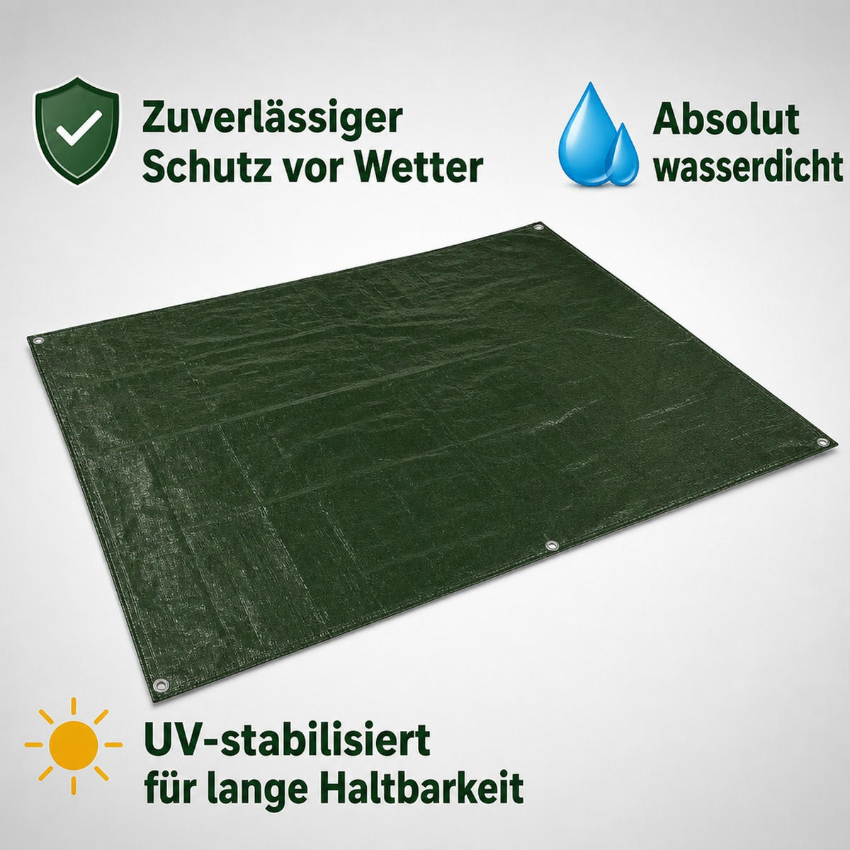 ABDECKPLANE 5x8m - Grün, Kunststoff (800/500/10cm) - BONI-SHOP