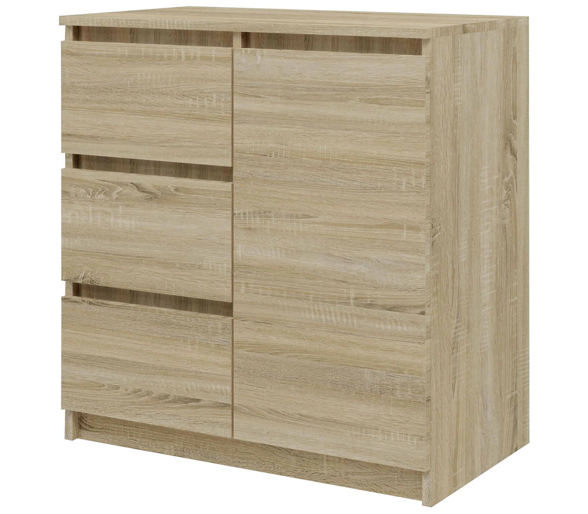 KOMMODE 1D3S SCHRANK 1 TÜR 3 SCHUBLADEN EICHE SONOMA - Sonoma Eiche, Holzwerkstoff (80/75/40cm) - CDF