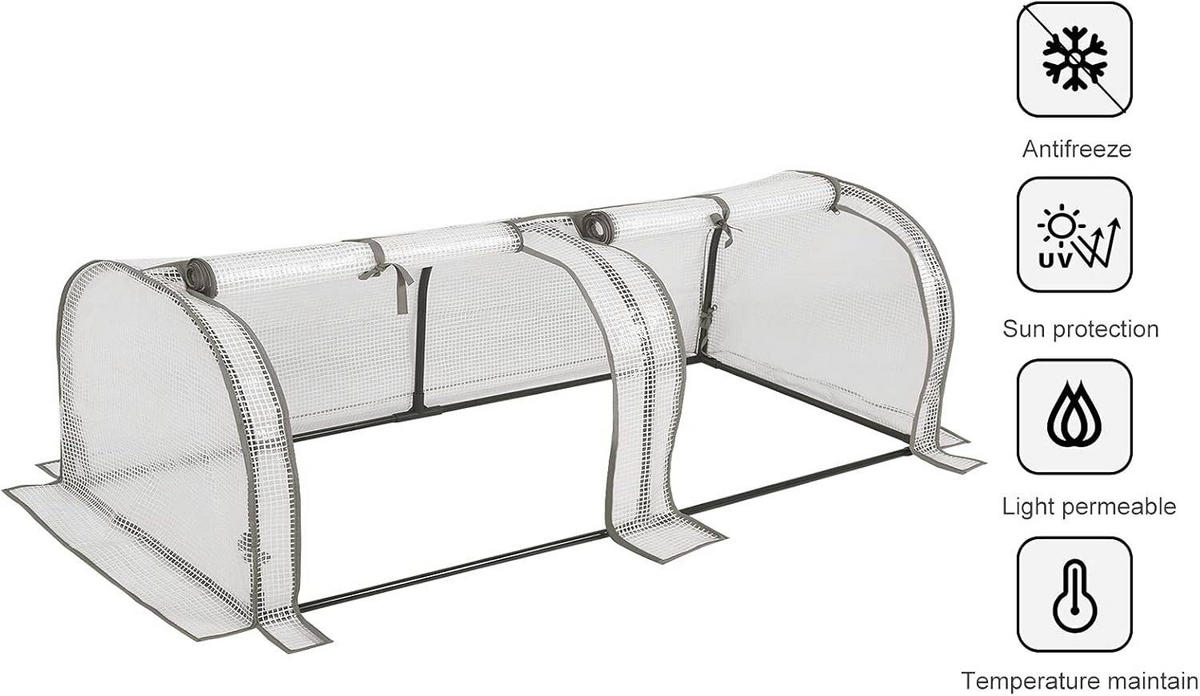 FOLIENGEWÄCHSHAUS, PE Gitterfolie, 130 x 60 x 50 cm - Weiß, Textil/Metall (130/50/60cm) - Woltu