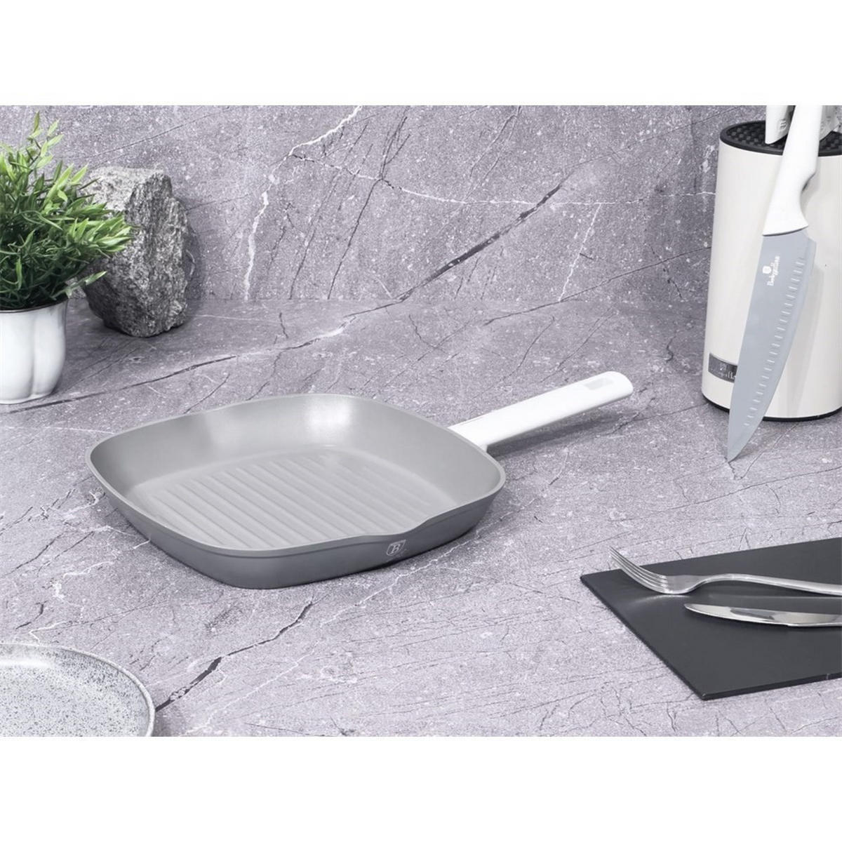 GRILLPFANNE Grau 28/28/4.1 cm BH7073 - Grau, Glas (28cm) - Berlinger Haus