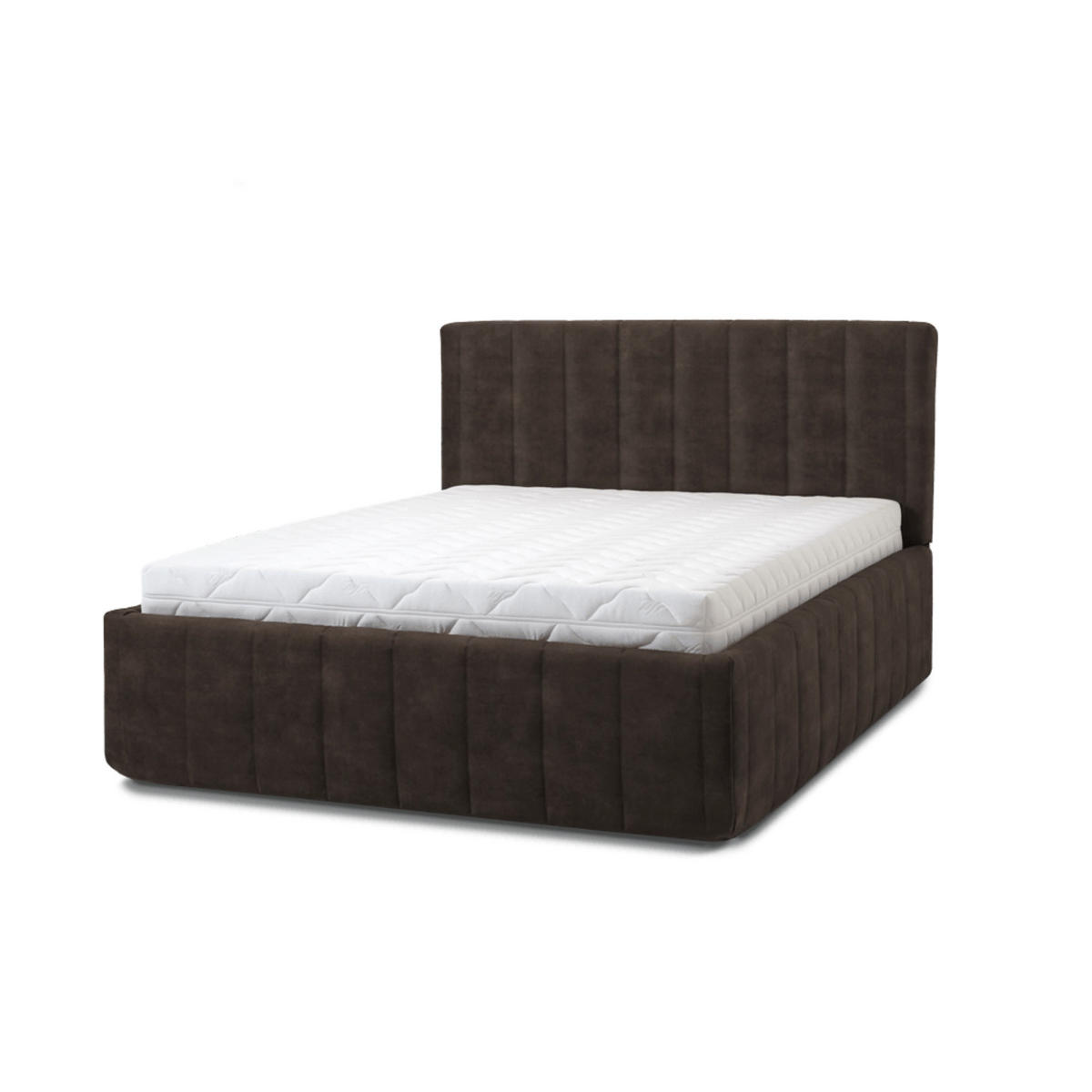 POLSTERBETT Calma Grande 160x200 in Plüsch Chocolate - Dunkelbraun, Holz (160/200cm) - Letti Moderni