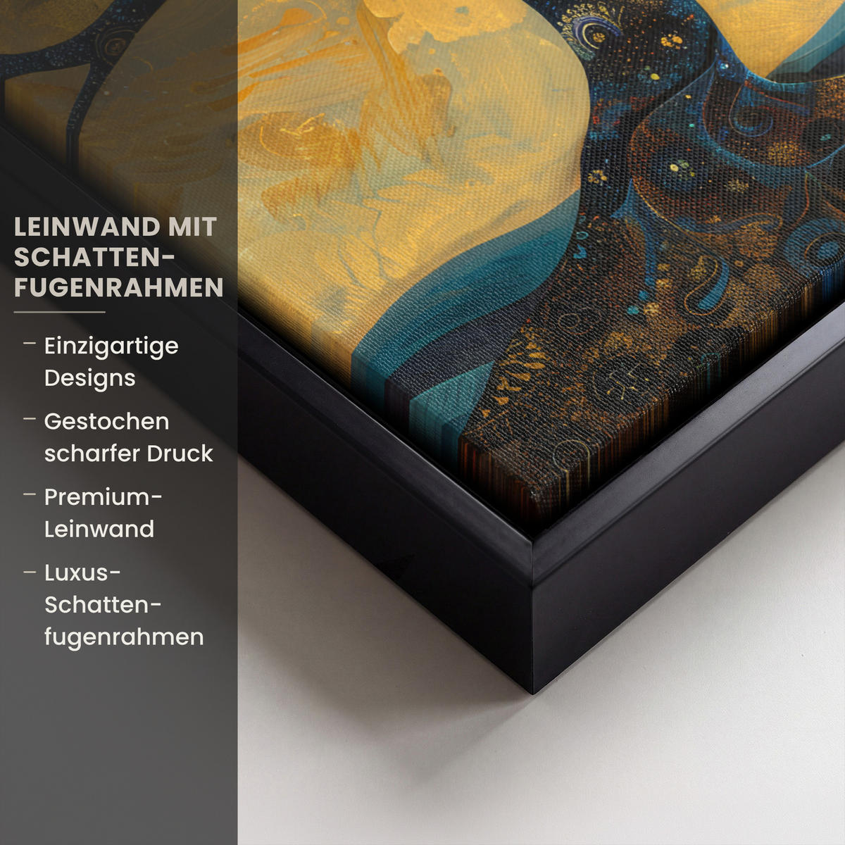 LEINWAND Bilder mit Rahmen - Baum - Mond - Blumen - Gold - Kunst - 20x30 - Orange, Textil (20/30cm) - MuchoWow