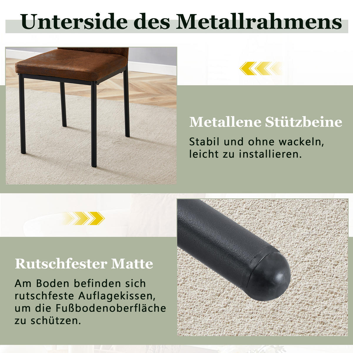 ESSZIMMERSTUHL 4er set stoff tech gepolstert metallbeine ergonomisch - Braun, Textil (43/93/42.6cm) - Urban Meuble