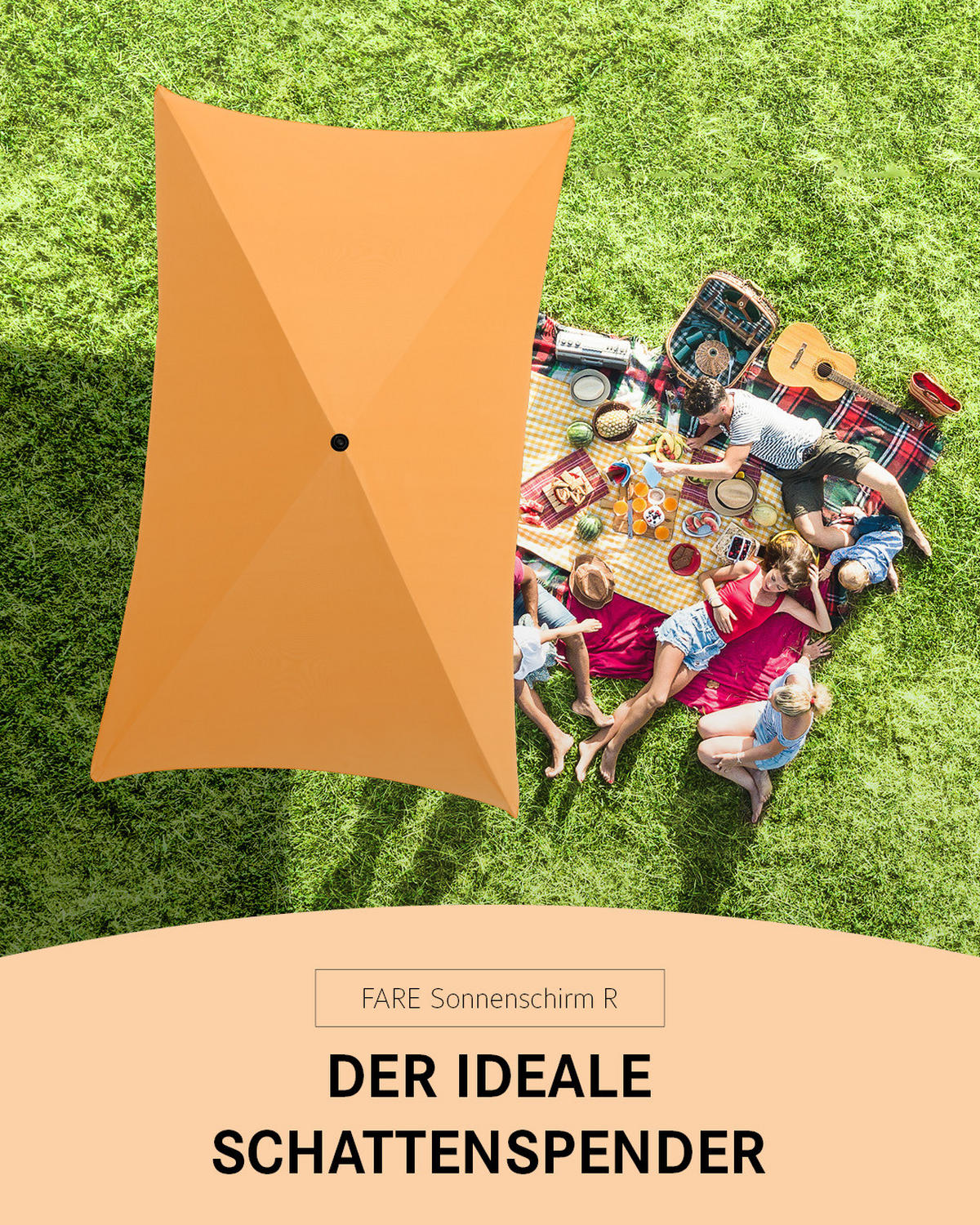 SONNENSCHIRM 122/200/126 cm - Orange, Kunststoff (200/122cm) - FARE