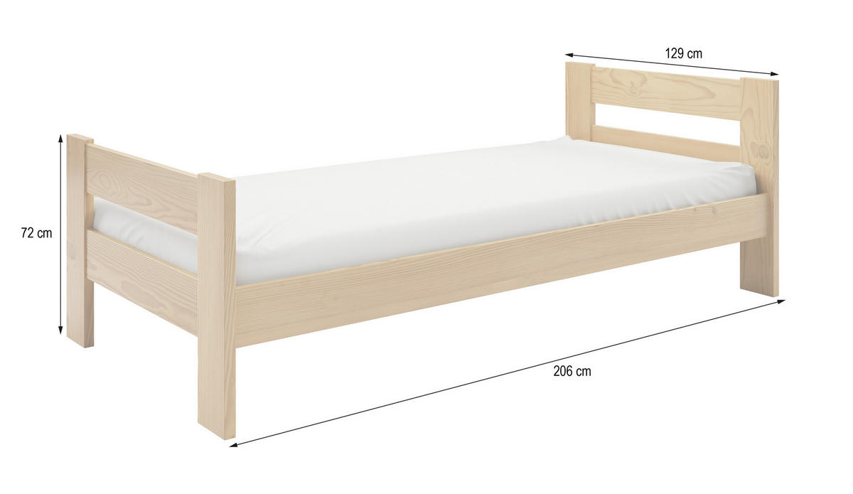 KINDERBETT OSCARO 120x200 cm Weiß - Weiß, Holz (120/200cm) - MASSENO