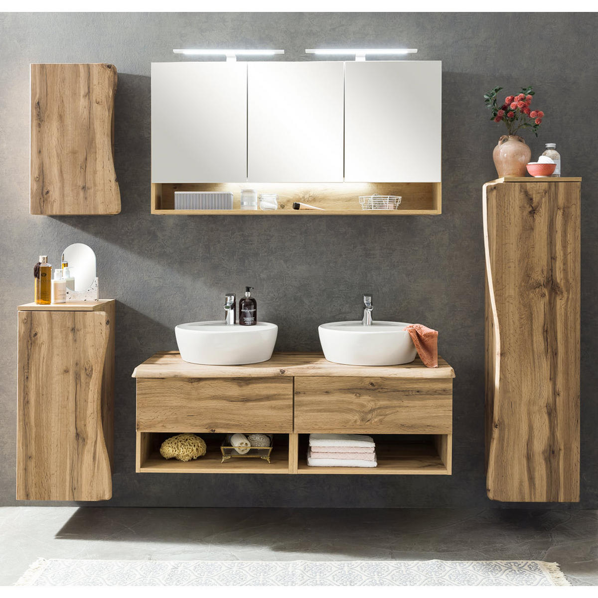 SPIEGELSCHRANK Kahla-03 - Braun, Holzwerkstoff (120/64/20cm) - Lomado