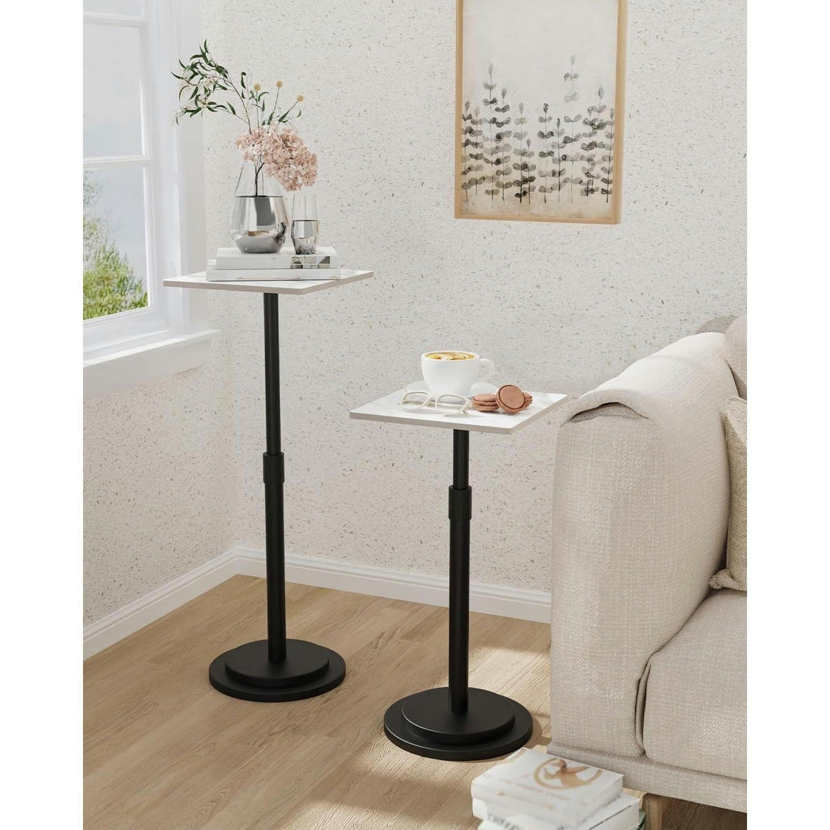 BEISTELLTISCH 2-teiliges Set höhenverstellbar 45-78 cm Weiß - Weiß, Metall (26.5/26.5/75cm)