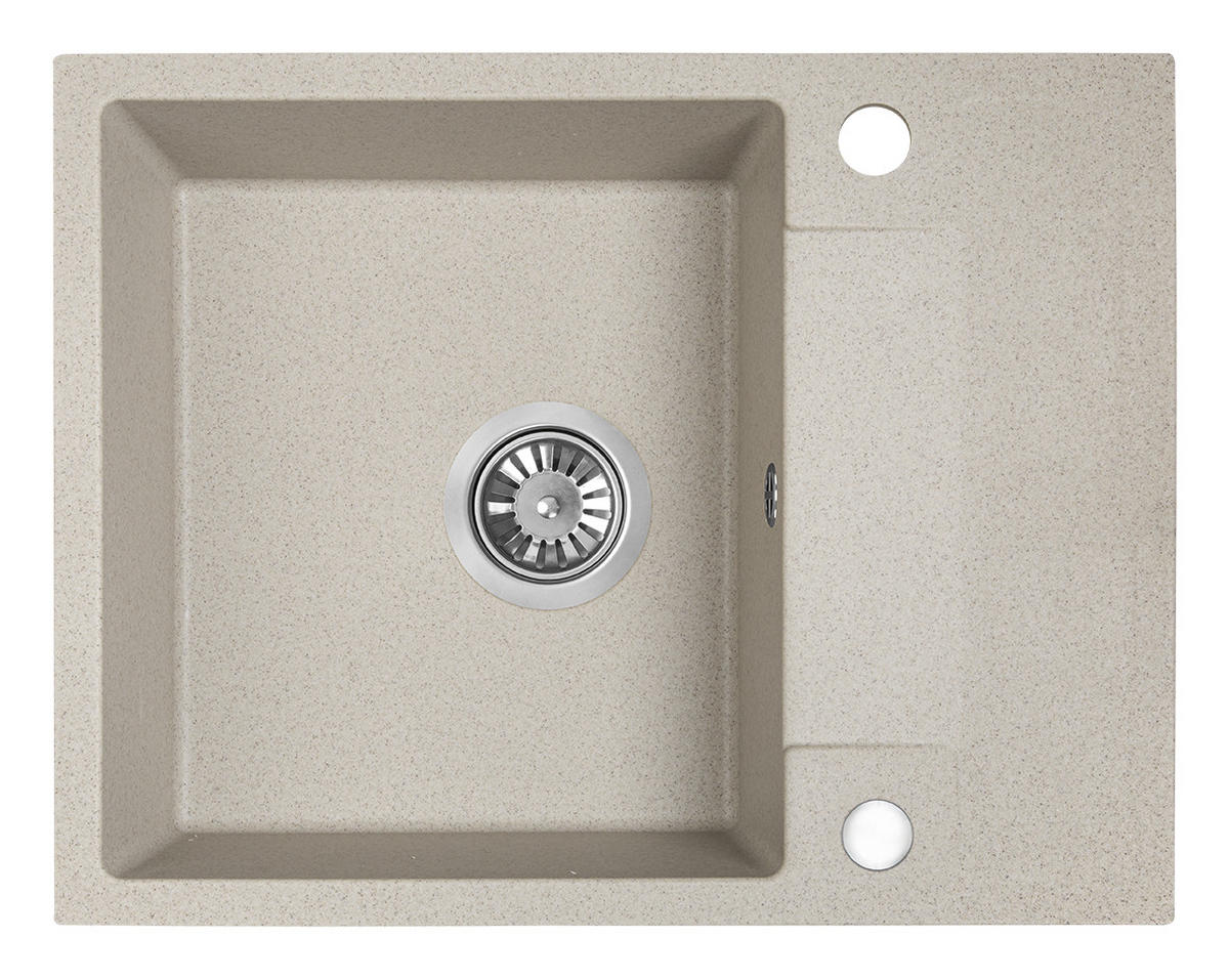 EINBAUSPÜLE RAB Beige, Einzelbecken, 44/56/17,5 cm - Beige, Stein (44/17.5/56cm) - bad land