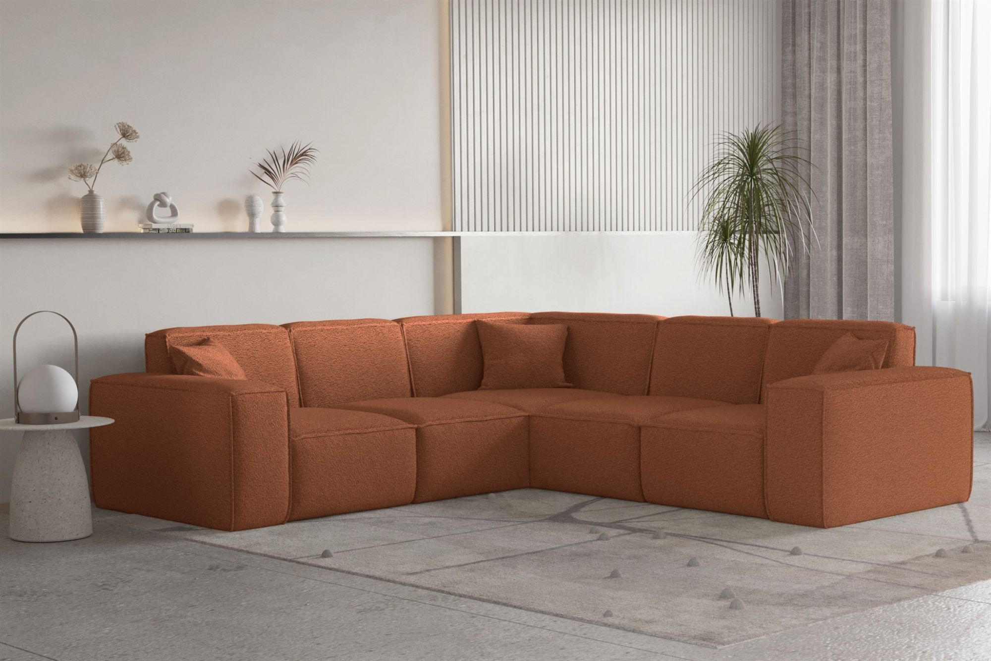 ECKSOFA Univ Celes Premium Ascot Bukla - Kupferfarben, Holzwerkstoff/Textil (246/246cm) - Fun Möbel