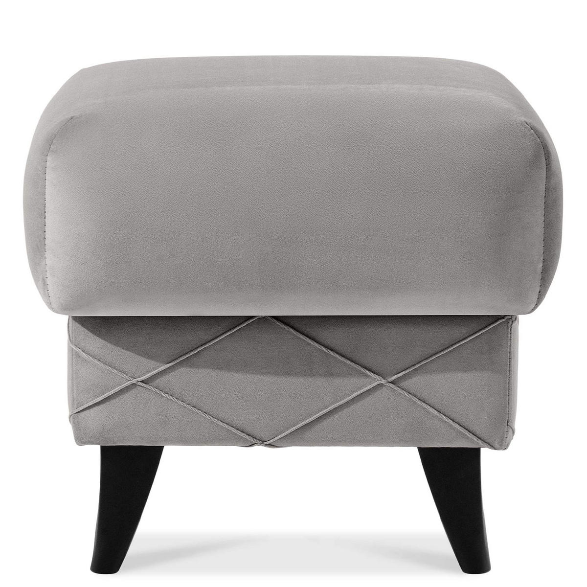 HOCKER GUSTAVO III Fußstütze, Velours, Hellgrau - Hellgrau, Holz/Holzwerkstoff (53/49/53cm) - KONSIMO®