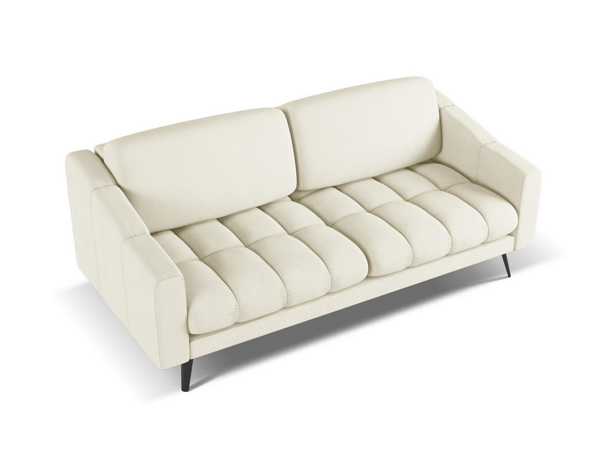 3-SITZER SOFA mit Schlaffunktion Samt Stoff Blau - Blau/Schwarz, Holz/Textil (226/90/92cm) - Makamii