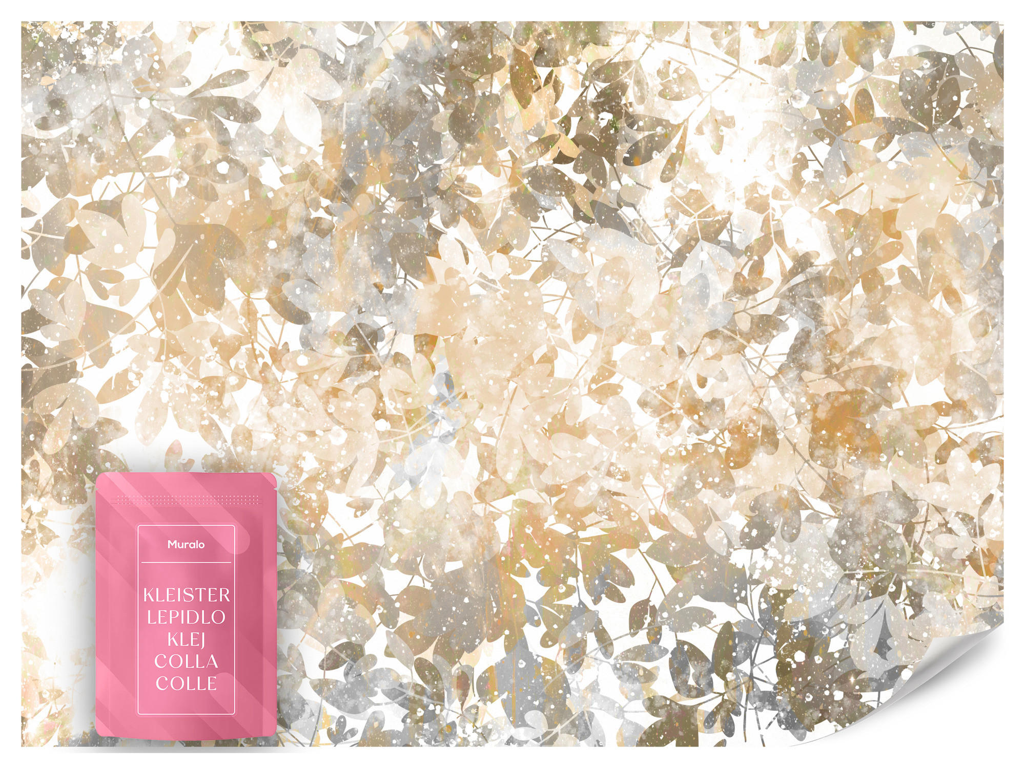 FOTOTAPETE für Wohnzimmer Blätter Abstraktion 300x210 - Beige/Orange, Papier (300/210cm) - Muralo