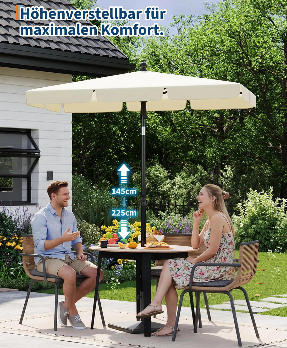 SONNENSCHIRM 200 x 125 cm - Beige, Metall (125/200cm) - CLTYQ