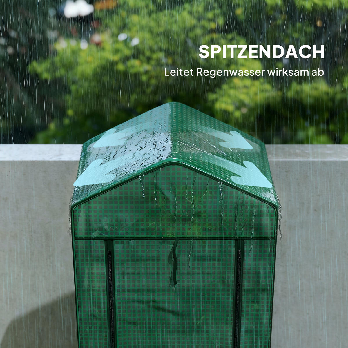 GEWÄCHSHAUS, 69L x 49B x 193H cm - Grün, Kunststoff/Metall (49/193/69cm) - Outsunny