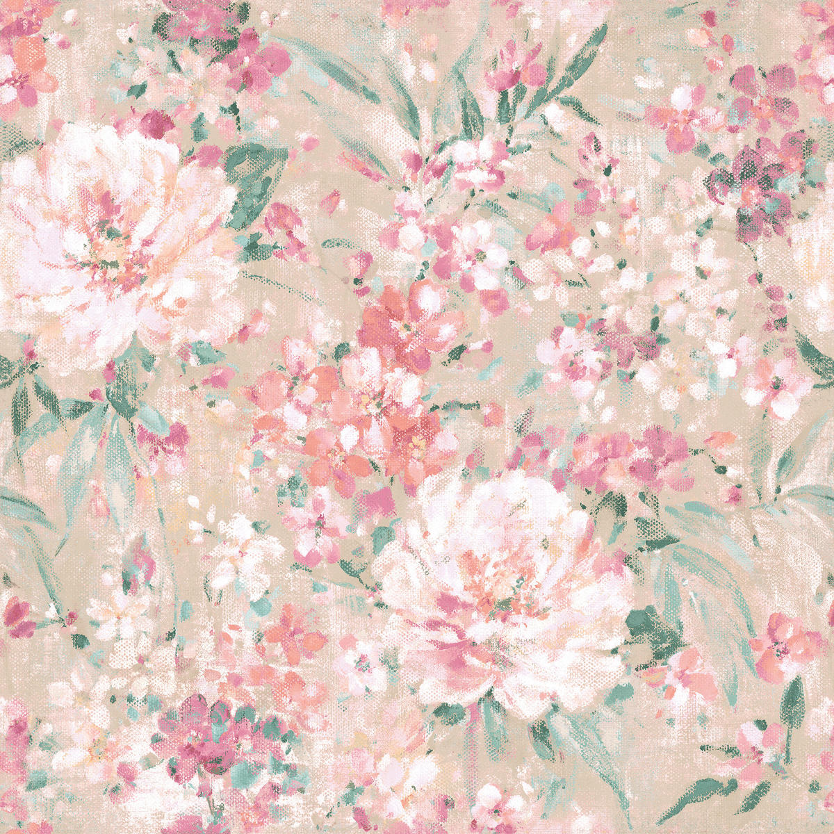 VLIESTAPETE Gemalte Blumen - Pink, Papier/Kunststoff (52/1000cm) - LAURA ASHLEY