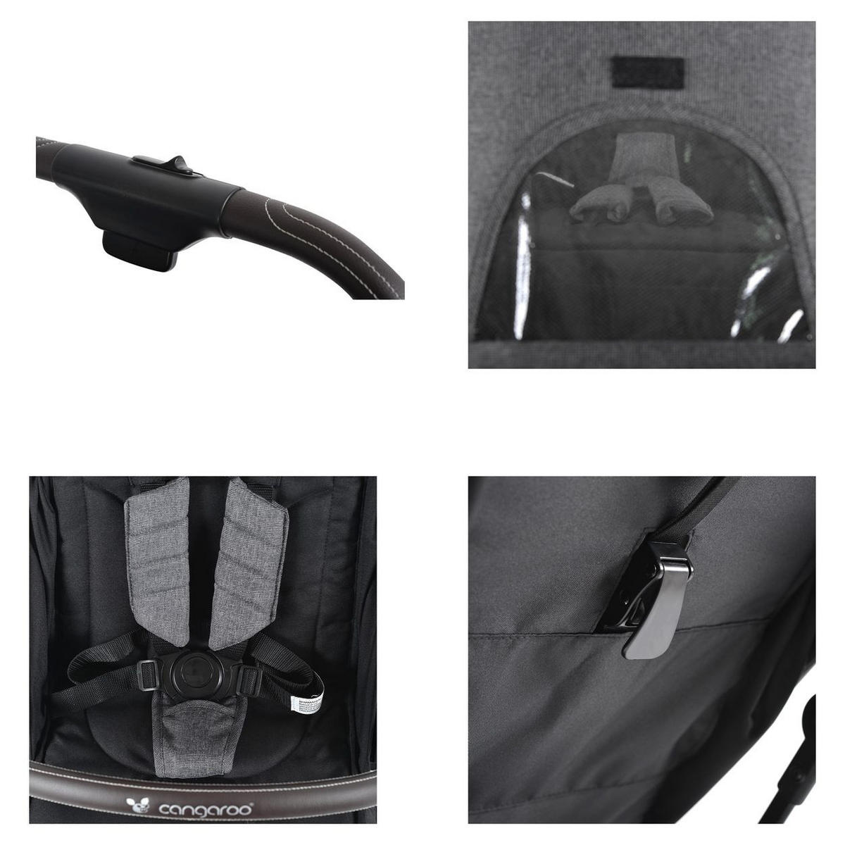 BUGGY easy Fold schwarz Alu Sonnendach verstellbar, faltbar, Korb - Schwarz, Metall (89/43/103cm) - Cangaroo