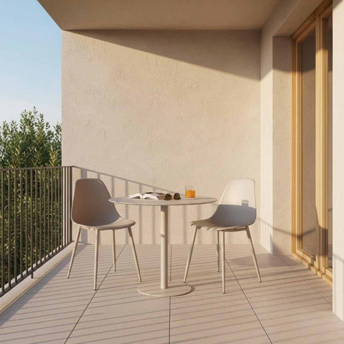 STUHL FÜR DRAUSSEN Nina Beige 45 cm x 80 cm - Beige, Kunststoff (45/80/53cm) - Klast Home