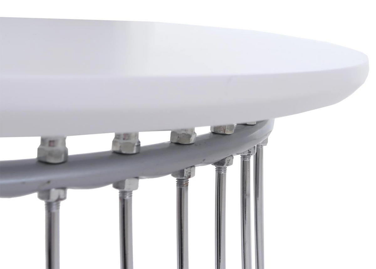 MIZA za kavč okrogla bela, srebrna - srebrne barve/bela, les (50/50/52cm) - MCW