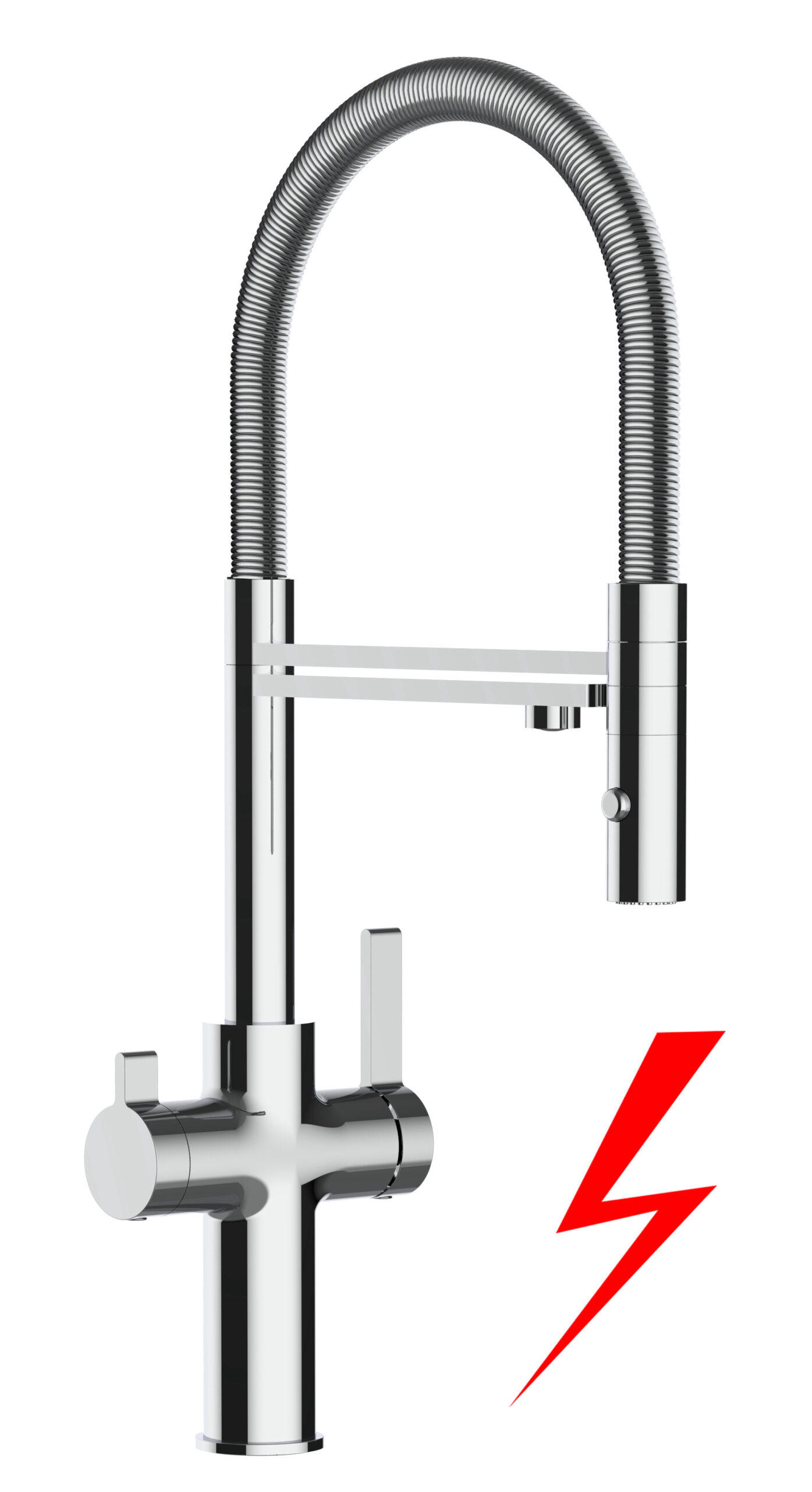 NIEDERDRUCK-3-WEGE-KÜCHENARMATUR, Verchromt, 2-Strahl-Brause - Chromfarben, Metall (20.61/48/20.61cm) - VIZIO