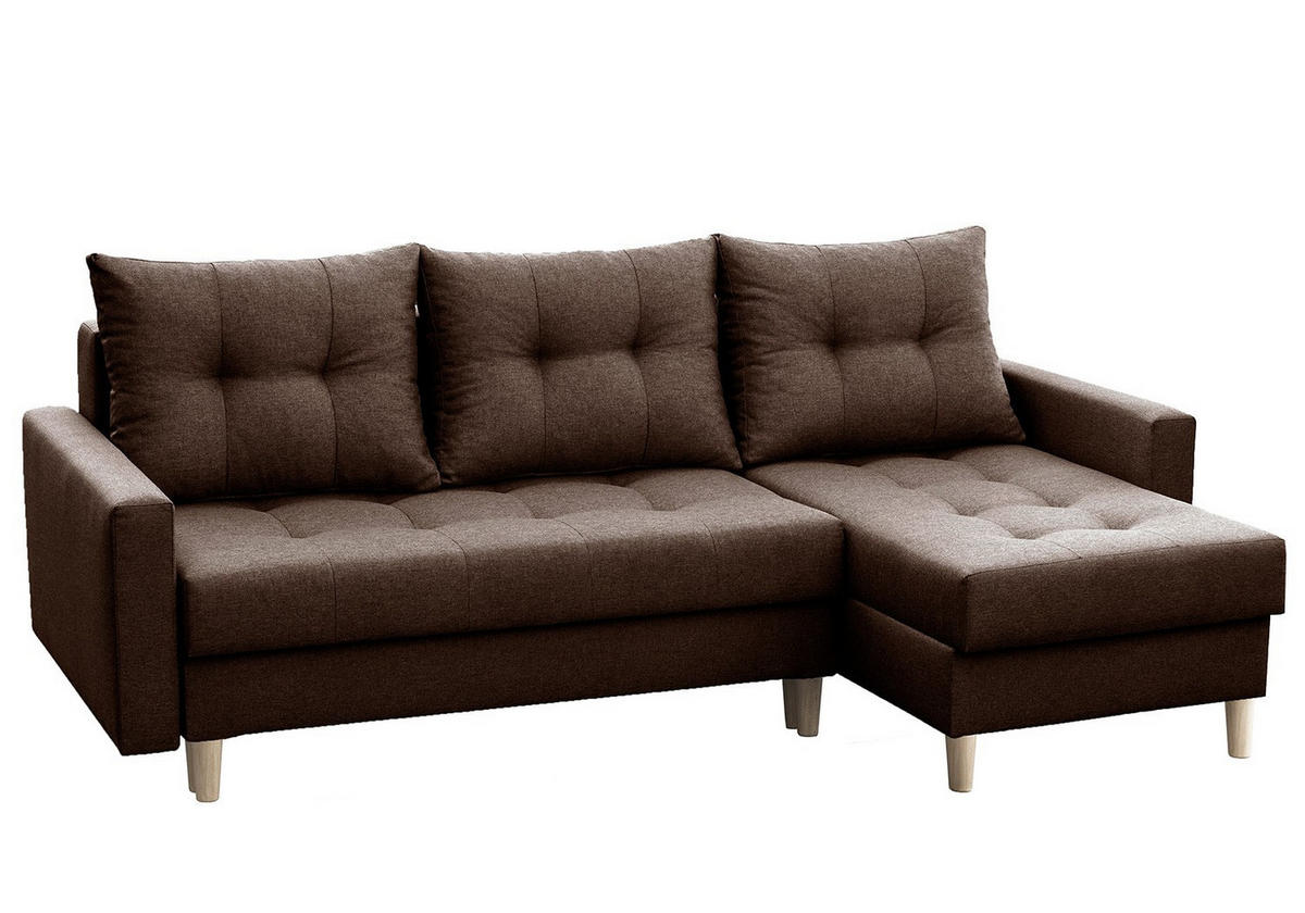 ECKSOFA Bodo Braun Malmo 26 - Cappuccino, Naturmaterialien (233/146cm)