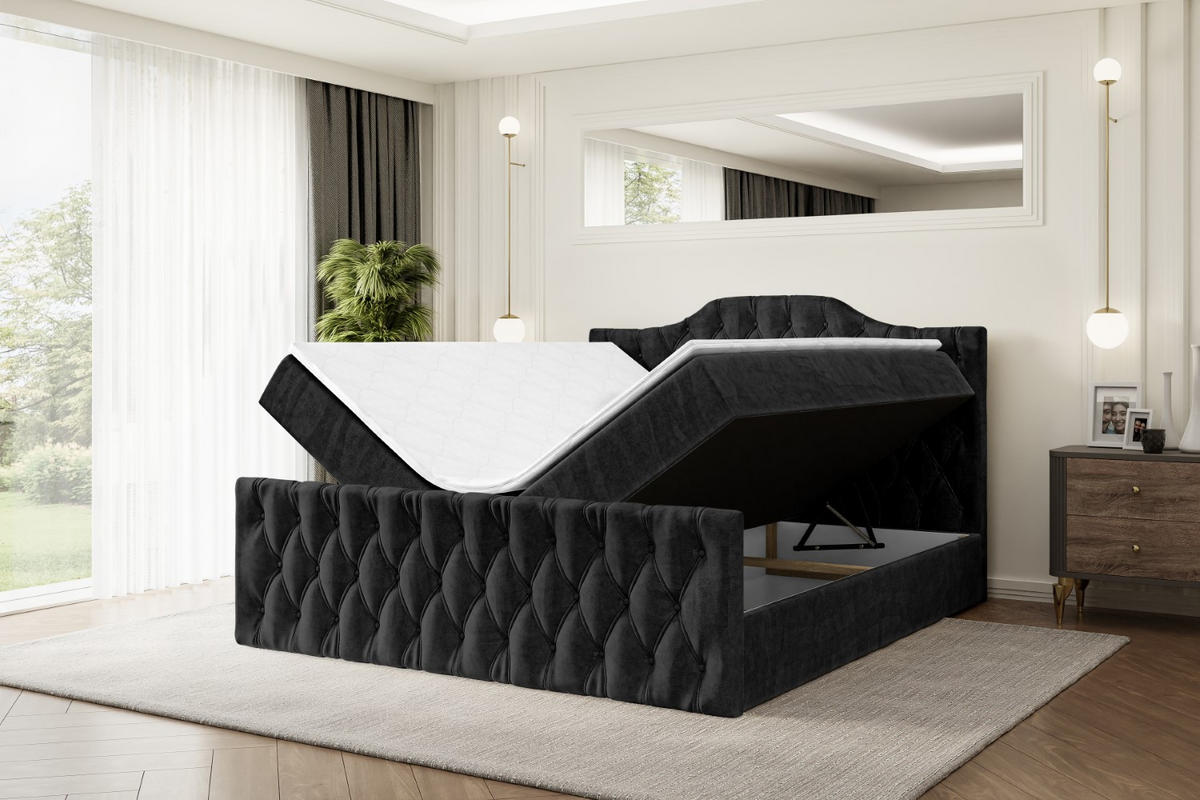 AMERICKÁ postel VILA-1-Z – 180 × 200 cm – H3 – černá - černá, kompozitní dřevo (180/200cm) - ALTDECOR