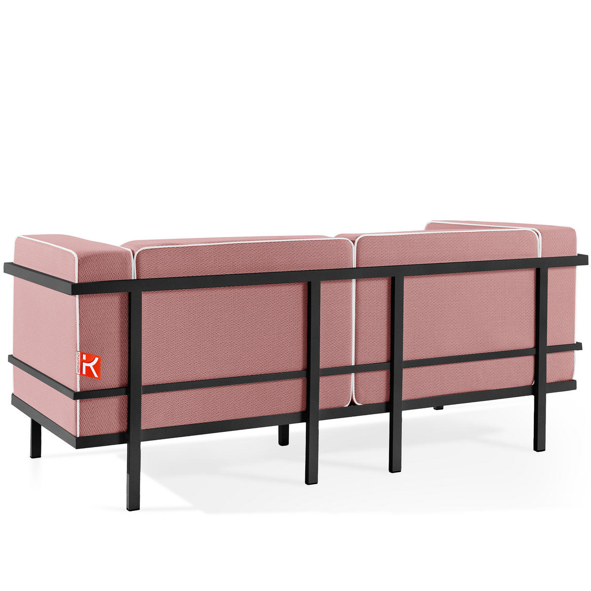 GARTENLOUNGE-SET TRIGLO 4-tlg., 1x Tisch, 2x Sessel, 1x Sofa 2-Sitzer, Modern, Dunkelgrau - Dunkelgrau/Rot, Glas/Textil - KONSIMO®