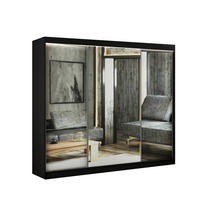 SCHWEBETÜRENSCHRANK Elsa 250 cm mit Spiegel 3-türig, schwarz - Schwarz, Kunststoff (250/215/61cm) - Margaret Hadas24