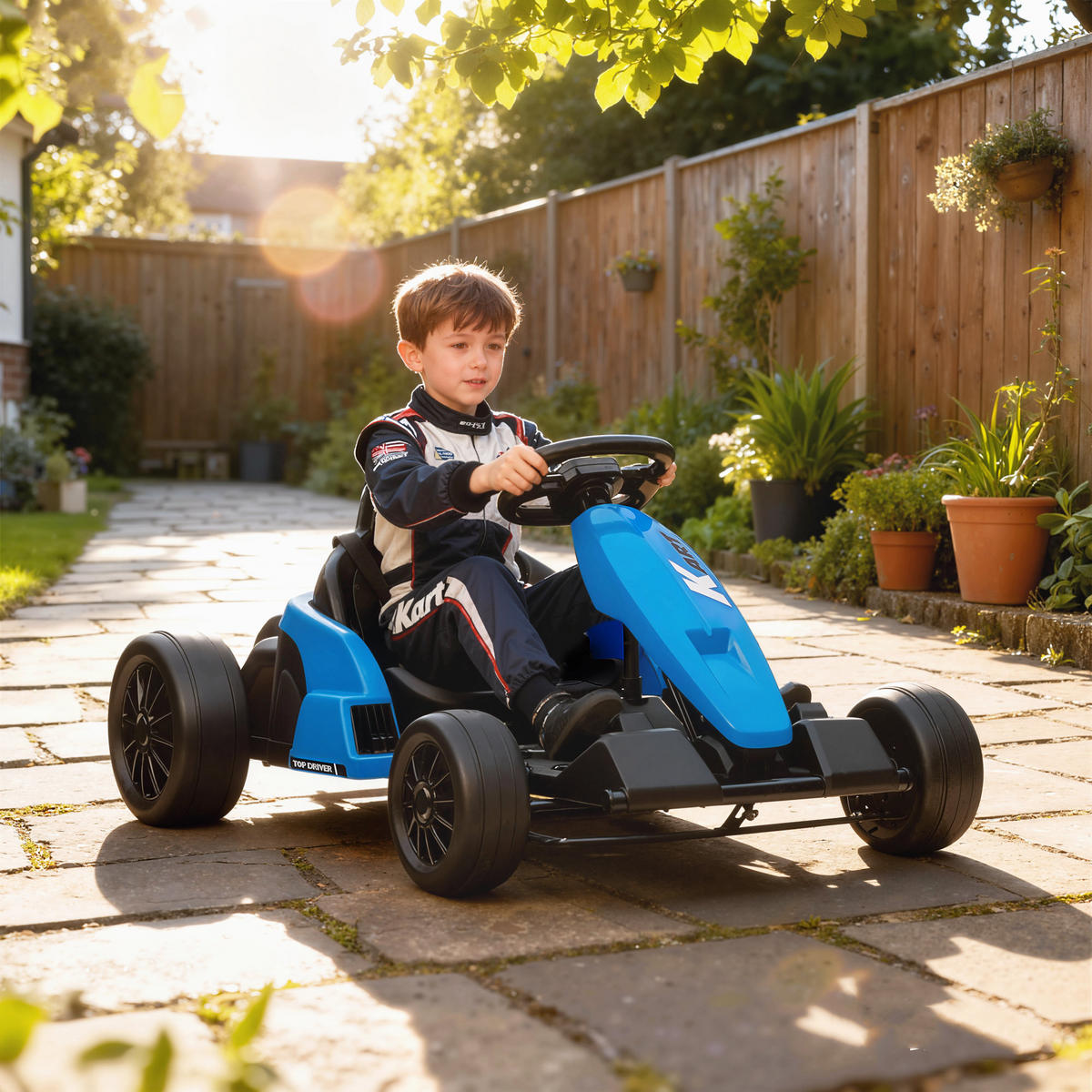 KINDER-ELEKTRO-GOKART 24V 6-18km/h Verstellbarer Sitz - Blau, Kunststoff (115/77/55.5cm) - AIYAPLAY