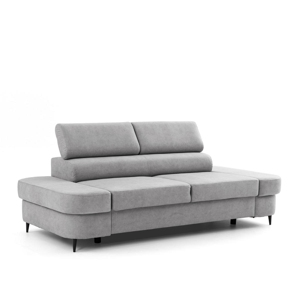 2-SITZER Sofa PRIAM 206 cm Velours Hellgrau - Hellgrau/Schwarz, Holz/Textil (206/95/102cm) - Muffo
