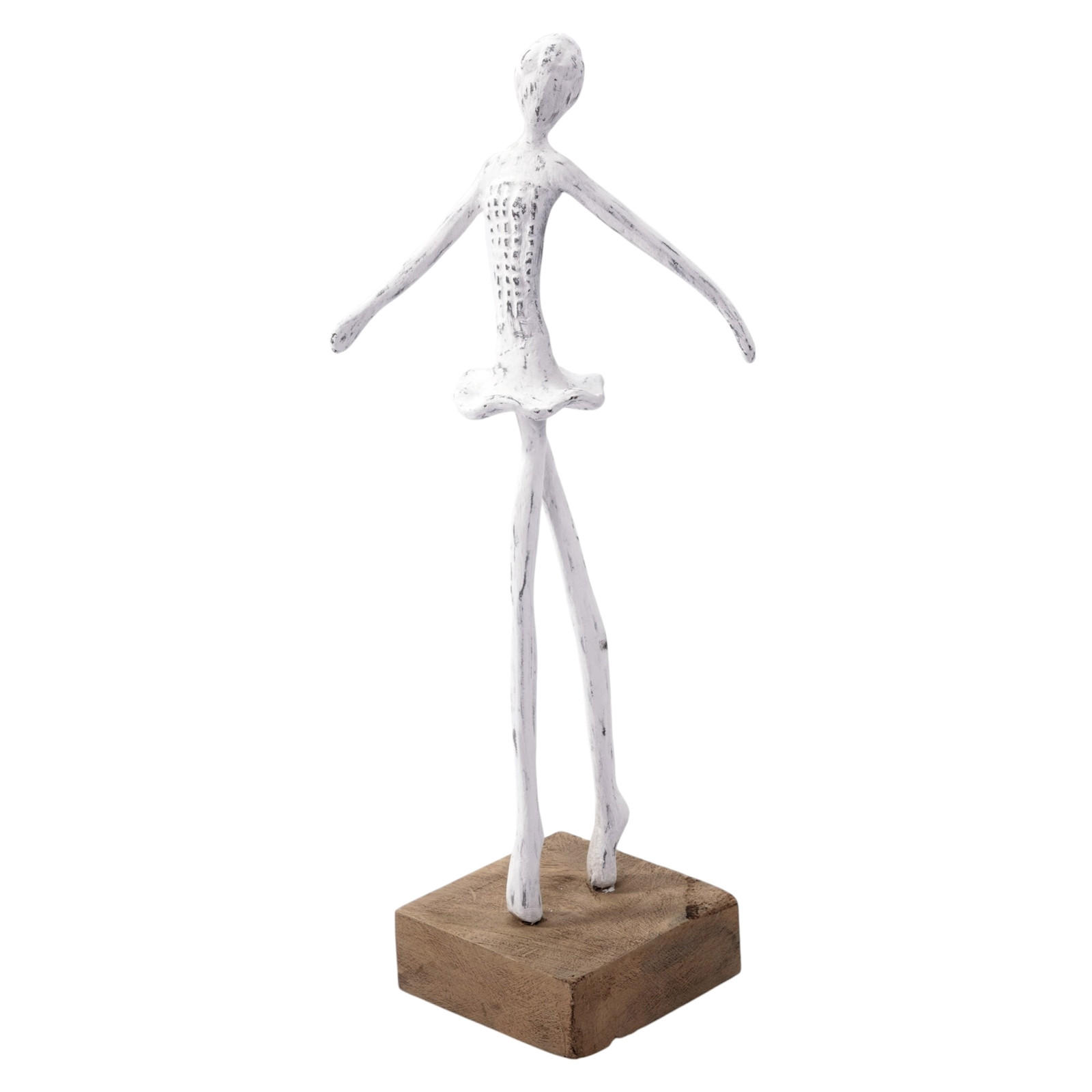 SKULPTUR BALLERINA III Mangoholz weiß-natur - Weiß, Holz (14/37/10cm) - CREEDWOOD